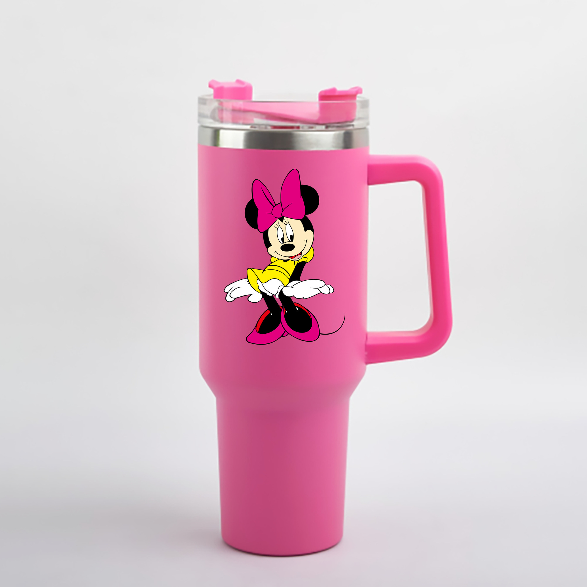 （画像用） ミッキーマウス Mickey Mouse 1200mL車用タンブラー - クリスタルステッカー（プラスチックストロー付き）